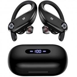 Bluetooth Headphones 4 Mic Clear Calls 100 Hours Playtime with 2200 mAh Wireless Charging Case Stador Wireless Earbuds Sweatproof Waterproof Earmuffs for Sports Running Workout Games
