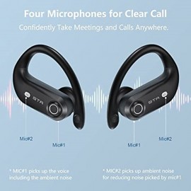 Bluetooth Headphones 4 Mic Clear Calls 100 Hours Playtime with 2200 mAh Wireless Charging Case Stador Wireless Earbuds Sweatproof Waterproof Earmuffs for Sports Running Workout Games
