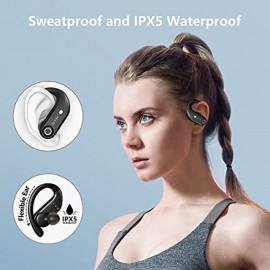 Bluetooth Headphones 4 Mic Clear Calls 100 Hours Playtime with 2200 mAh Wireless Charging Case Stador Wireless Earbuds Sweatproof Waterproof Earmuffs for Sports Running Workout Games
