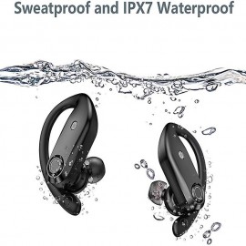 Bluetooth Headphones 4 Mic Clear Calls 100 Hours Playtime with 2200 mAh Wireless Charging Case Stador Wireless Earbuds Sweatproof Waterproof Earmuffs for Sports Running Workout Games
