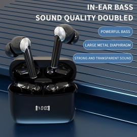 J8 Wireless Earphone Noise Reduction Bluetooth 5.3 Headphones, Deep Bass Stereo Earbuds with HD Mic IPX7 Waterproof 40H Playtime Headphones
