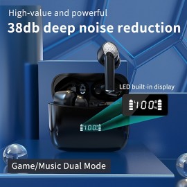 J8 Wireless Earphone Noise Reduction Bluetooth 5.3 Headphones, Deep Bass Stereo Earbuds with HD Mic IPX7 Waterproof 40H Playtime Headphones
