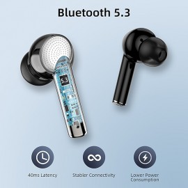 J8 Wireless Earphone Noise Reduction Bluetooth 5.3 Headphones, Deep Bass Stereo Earbuds with HD Mic IPX7 Waterproof 40H Playtime Headphones
