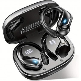 New Wireless Earbuds For Running Sports Wireless Earphones With Earhooks Pure Bass Sound 60H Over Ear Headphones With Dual-LED Display IPX7 Waterproof Earphones Built-in Microphone Noise Cancelling Headset
