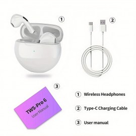 Pro6 Wireless Bluetooth Headphones Tws Earphones Mini Heaset with Charging Case Waterproof Earbuds for All Phone Huawei iPhone
