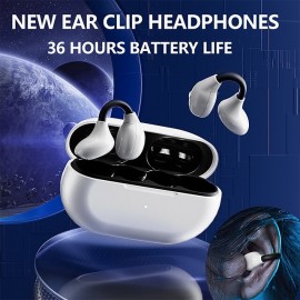 Wireless Ear Clip Bone Conduction Headphones fones Bluetooth 5.3 Ear Clip on Ear Earring sports earphones earbud hooks with Mic
