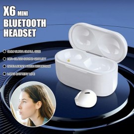 TWS Wireless lnvisible Bluetooth Headphones Mini Semi-In-Ear Earbuds x6 Noise Reduction Sports Headset
