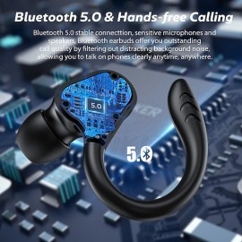 VV2 TWS IPX5 High Quality Noise Cancelling Stereo Sports Ear Hook Wireless Bluetooth Headphones
