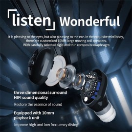 Wireless Headphone Invisible Bluetooth Earphone Mini Single in Ear Earbuds with Mic 18D Sound Quality Headset 20H Music Time
