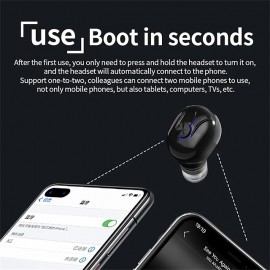 Wireless Headphone Invisible Bluetooth Earphone Mini Single in Ear Earbuds with Mic 18D Sound Quality Headset 20H Music Time
