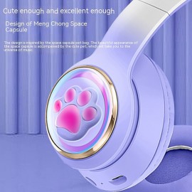 Kids Bluetooth Headphones LED Lights Stereo Sound with MIC Volume Limited 25H Playtime Foldable Bluetooth 5.3 Kids Wireless Headphones on Ear for Tablets Phone PC
