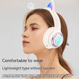 Kids Bluetooth Headphones LED Lights Stereo Sound with MIC Volume Limited 25H Playtime Foldable Bluetooth 5.3 Kids Wireless Headphones on Ear for Tablets Phone PC
