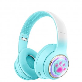 Kids Bluetooth Headphones LED Lights Stereo Sound with MIC Volume Limited 25H Playtime Foldable Bluetooth 5.3 Kids Wireless Headphones on Ear for Tablets Phone PC
