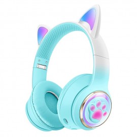 Kids Bluetooth Headphones LED Lights Stereo Sound with MIC Volume Limited 25H Playtime Foldable Bluetooth 5.3 Kids Wireless Headphones on Ear for Tablets Phone PC
