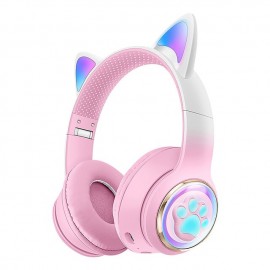 Kids Bluetooth Headphones LED Lights Stereo Sound with MIC Volume Limited 25H Playtime Foldable Bluetooth 5.3 Kids Wireless Headphones on Ear for Tablets Phone PC
