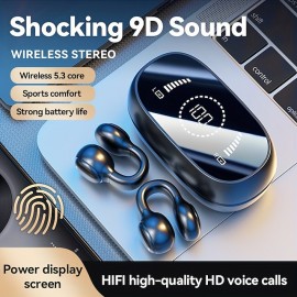 New Ear Clip-on Wireless Headset Long Battery Life Non-In-Ear Noise Reduction Large Screen LED Digital Display Wireless Headset
