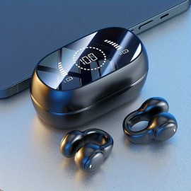 New Ear Clip-on Wireless Headset Long Battery Life Non-In-Ear Noise Reduction Large Screen LED Digital Display Wireless Headset
