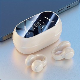 New Ear Clip-on Wireless Headset Long Battery Life Non-In-Ear Noise Reduction Large Screen LED Digital Display Wireless Headset
