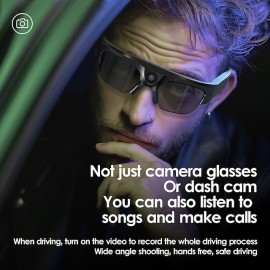 XL16 Camera Eyeglasses Bluetooth Headphones, Smart Open Ear Audio Glasses Speaker Ear Hook Bluetooth5.0 Stereo IPX6 Waterproof Long Battery Life Headphones, Gifts for Men
