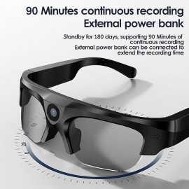 XL16 Camera Eyeglasses Bluetooth Headphones, Smart Open Ear Audio Glasses Speaker Ear Hook Bluetooth5.0 Stereo IPX6 Waterproof Long Battery Life Headphones, Gifts for Men
