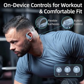 Wireless Earbuds Bluetooth Headphones 48hrs Play Back Sport Earphones with LED Display Over-Ear Buds with Earhooks Built-in Mic Headset for Workout
