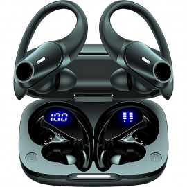 Wireless Earbuds Bluetooth Headphones 48hrs Play Back Sport Earphones with LED Display Over-Ear Buds with Earhooks Built-in Mic Headset for Workout
