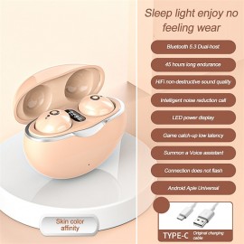 True Wireless Bluetooth Earphone Mini Invisible Headphones Bluetooth 5.3   HIFI Stereo Noise Reduction Sleep In Ear Earphones Smart Touch Sports Gaming Earphones for Smartphone
