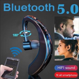 Wireless Bluetooth5.0 Headphone, Long Standby Business Earphone with Microphone, Waterproof Sport Bluetooth Headset, Noise Cancelling Earhook Earbuds for IOS Android Windows Smartphone
