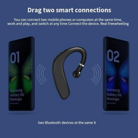 Wireless Bluetooth5.0 Headphone, Long Standby Business Earphone with Microphone, Waterproof Sport Bluetooth Headset, Noise Cancelling Earhook Earbuds for IOS Android Windows Smartphone
