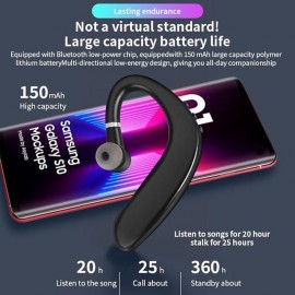 Wireless Bluetooth5.0 Headphone, Long Standby Business Earphone with Microphone, Waterproof Sport Bluetooth Headset, Noise Cancelling Earhook Earbuds for IOS Android Windows Smartphone
