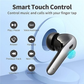 True Wireless Bluetooth Headphones, 60h Playback LED Power Display Earphones, IPX5 Waterproof in-Ear Earbuds with Mic
