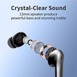 True Wireless Bluetooth Headphones, 60h Playback LED Power Display Earphones, IPX5 Waterproof in-Ear Earbuds with Mic
