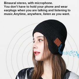 Wireless Bluetooth 5.0 Hat Outdoor Warm Music Headset with MIC for Handsfree Rechargeable Earphone Gift for Men and Women
