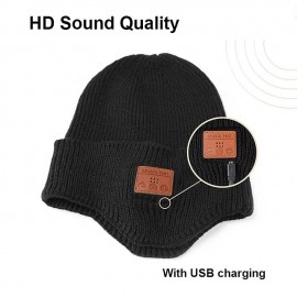 Wireless Bluetooth 5.0 Hat Outdoor Warm Music Headset with MIC for Handsfree Rechargeable Earphone Gift for Men and Women
