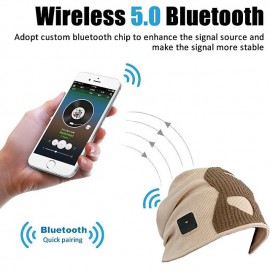 Wireless Bluetooth Headphones Winter Music Hat Warm Knitting Beanie Cap USB Rechargeable Sport Headset with MIC for Cell Phone
