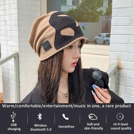 Wireless Bluetooth Headphones Winter Music Hat Warm Knitting Beanie Cap USB Rechargeable Sport Headset with MIC for Cell Phone
