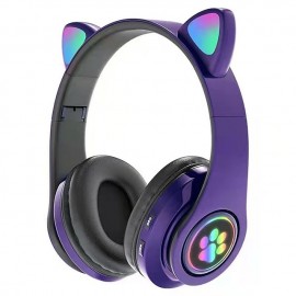 RGB Cute Cat Bluetooth Headphone Wireless Headset Foldable Hifi Music Stereo Noise Cancel Earphone TF Card For Kids Girls Gifts Christmas Gift
