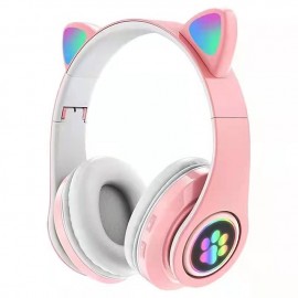 RGB Cute Cat Bluetooth Headphone Wireless Headset Foldable Hifi Music Stereo Noise Cancel Earphone TF Card For Kids Girls Gifts Christmas Gift
