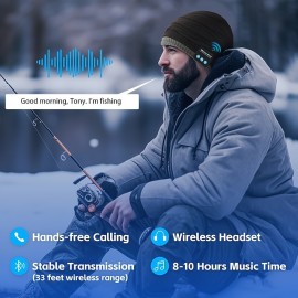 Winter Fashion Warm Wireless Music Headset Fish Pattern Boutique Hat Christmas Gift Wireless Beanie Hat
