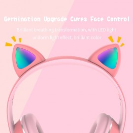 L400 LED Flash Cute Cat Ears Headphone With Microphone Bluetooth Earphone Over-Ear Wireless Music Gaming Player Over-Ear Wireless Headset
