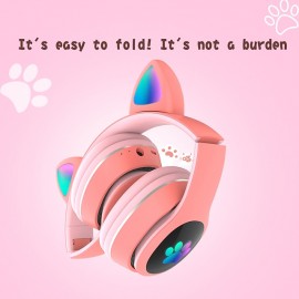 L400 LED Flash Cute Cat Ears Headphone With Microphone Bluetooth Earphone Over-Ear Wireless Music Gaming Player Over-Ear Wireless Headset
