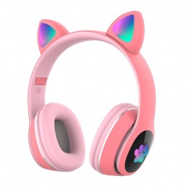 L400 LED Flash Cute Cat Ears Headphone With Microphone Bluetooth Earphone Over-Ear Wireless Music Gaming Player Over-Ear Wireless Headset
