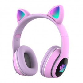 L400 LED Flash Cute Cat Ears Headphone With Microphone Bluetooth Earphone Over-Ear Wireless Music Gaming Player Over-Ear Wireless Headset
