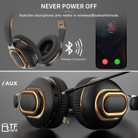 H7 Wireless Headphone, Bluetooth Earphones Deep Bass Headset Hifi Sound Foldable Over Ear Helmet with Mic
