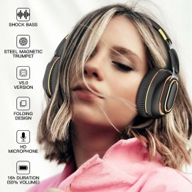 H7 Wireless Headphone, Bluetooth Earphones Deep Bass Headset Hifi Sound Foldable Over Ear Helmet with Mic
