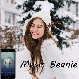Wireless Beanie Hat For Women Girls Musical Beanie Wireless Headphones Stereo Speaker Hat Built-in Mic Speakerphone Knitted Pompom Beanie Hat Warm Outdoor Ski Cap
