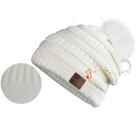 Wireless Beanie Hat For Women Girls Musical Beanie Wireless Headphones Stereo Speaker Hat Built-in Mic Speakerphone Knitted Pompom Beanie Hat Warm Outdoor Ski Cap
