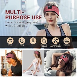 Sleep Headphones Bluetooth Headband Wireless Music Eye Mask Thin Stereo Speakers Mic Handsfree Music Earbuds for Side Sleepers Running Insomnia Travel Yoga Sleeping Band
