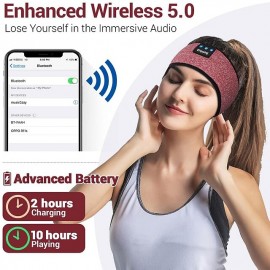 Sleep Headphones Bluetooth Headband Wireless Music Eye Mask Thin Stereo Speakers Mic Handsfree Music Earbuds for Side Sleepers Running Insomnia Travel Yoga Sleeping Band
