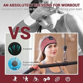 Sleep Headphones Bluetooth Headband Wireless Music Eye Mask Thin Stereo Speakers Mic Handsfree Music Earbuds for Side Sleepers Running Insomnia Travel Yoga Sleeping Band
